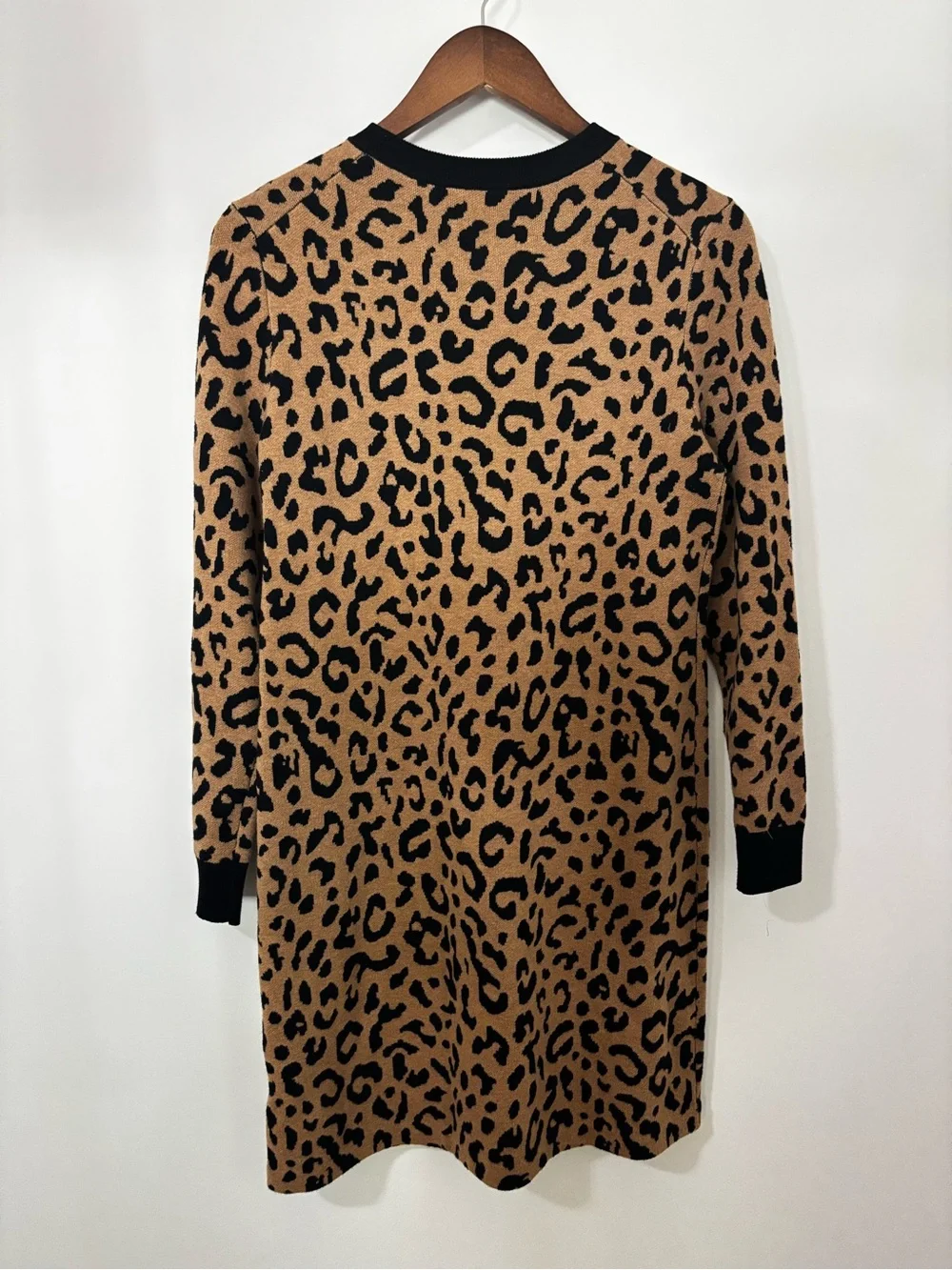 J.Crew Leopard Wool Blend Sweater Dress Brown Black Size S